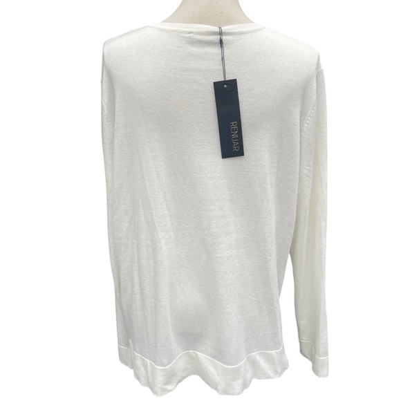 NWT RENUAR Off White/Black Microbead Animal Print V-Neck Sweater (XXL) - Picture 7 of 13